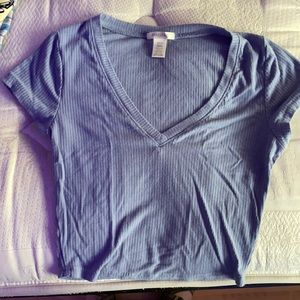 Blue V-Neck Crop top